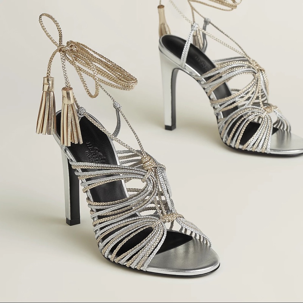 Hermes karma 105 sandal champagne/silver size 37.5